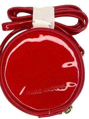 MARC JACOBS 4" Red Mini Patent Leather Round Crossbody Bag